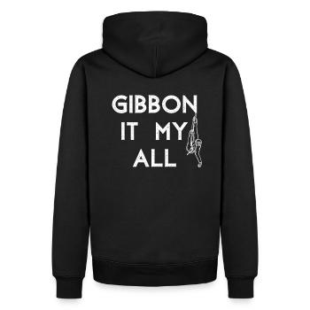 Gibbon singe dicton drôle - Sweat à capuche Premium bio Homme - noir - Dos - Nico (187cm)