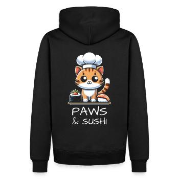 Chats et sushis - Sweat à capuche Premium bio Homme - noir - Dos - Nico (187cm)