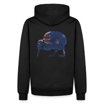 Kiwi Vogel Neuseeland Flagge - Männer Premium Bio Hoodie - Schwarz - Hinten - Nico (187cm)