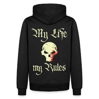 My Life My Rules - Männer Premium Bio Hoodie - Schwarz - Hinten - Nico (187cm)