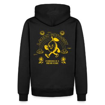 Lemon Squeezy Retro Comic Stil - Männer Premium Bio Hoodie - Schwarz - Hinten - Nico (187cm)