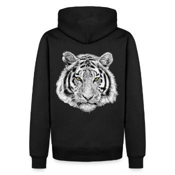 Tiger Löwe Lion Geschenk - Männer Premium Bio Hoodie - Schwarz - Hinten - Nico (187cm)