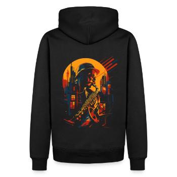 Jazz, Saxophonist - Männer Premium Bio Hoodie - Schwarz - Hinten - Nico (187cm)