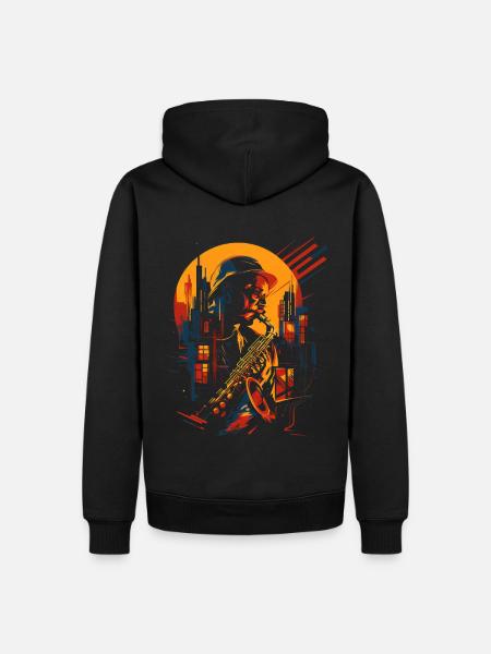 Jazz, Saxophonist - Männer Premium Bio Hoodie - Schwarz