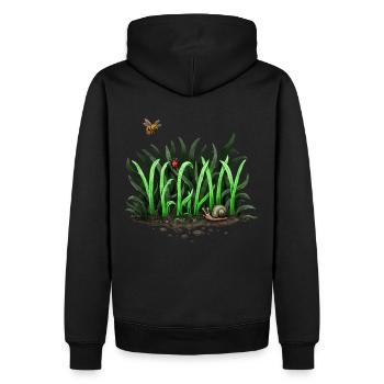 Grow Vegan - Männer Premium Bio Hoodie - Schwarz - Hinten - Nico (187cm)
