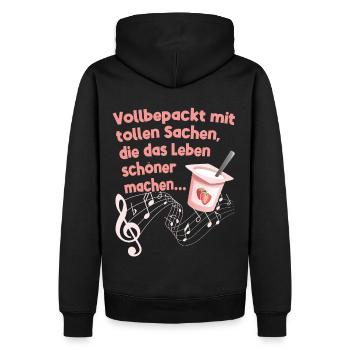Vollbepackt mit tollen Sachen 90er Retro - Männer Premium Bio Hoodie - Schwarz - Hinten - Nico (187cm)