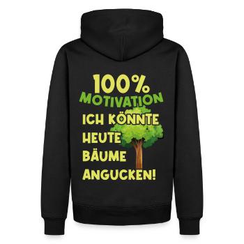 100 Prozent Motivation. Ich könnte Bäume angucken - Männer Premium Bio Hoodie - Schwarz - Hinten - Nico (187cm)