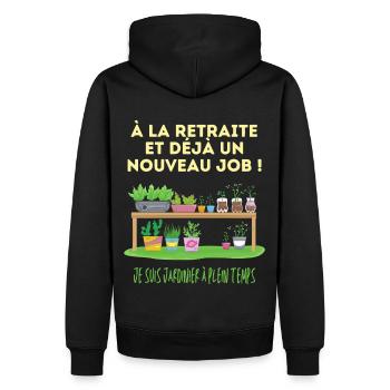 Cadeau Humour jardinier Homme Retraite - Sweat à capuche Premium bio Homme - noir - Dos - Nico (187cm)