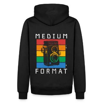 VINTAGE MOYEN FORMAT TLR CAMÉRA PHOTOGRAPHIE ANALOGIQUE - Sweat à capuche Premium bio Homme - noir - Dos - Nico (187cm)