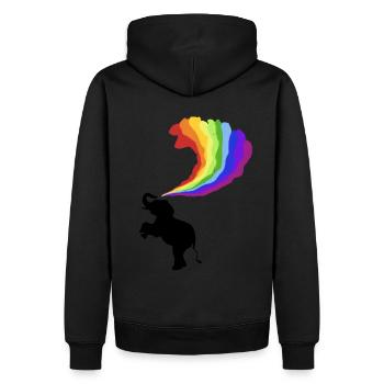 Elefant Elephant Regenbogen Regenbogenfarben - Männer Premium Bio Hoodie - Schwarz - Hinten - Nico (187cm)