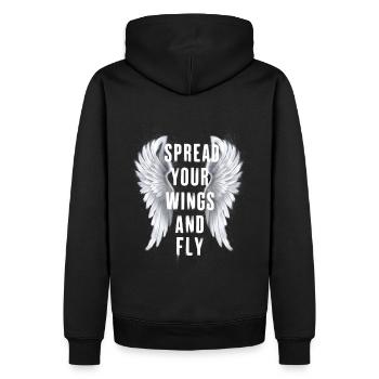 Breite deine Flügel aus und fliege Engelsflügel - Männer Premium Bio Hoodie - Schwarz - Hinten - Nico (187cm)