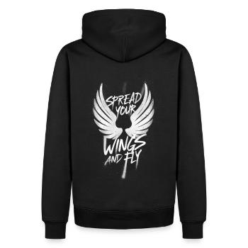 Breite deine Flügel aus und fliege Engelsflügel - Männer Premium Bio Hoodie - Schwarz - Hinten - Nico (187cm)