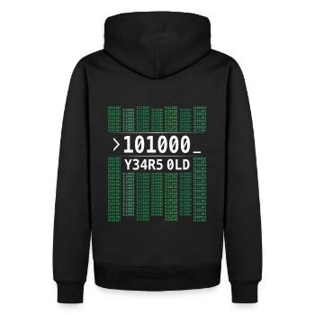 101000 JAHRE ALT COMPUTER BINÄRCODE 40. GEBURTSTAG - Männer Premium Bio Hoodie - Schwarz - Hinten - Nico (187cm)