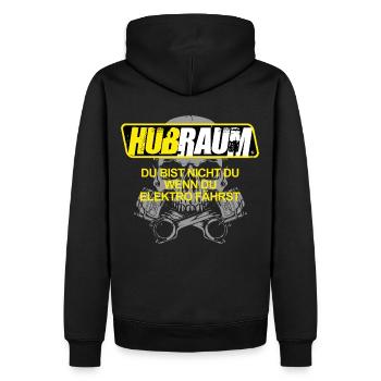 HUBRAUM - TUNING - V8 - Anti Elektro - Männer Premium Bio Hoodie - Schwarz - Hinten - Nico (187cm)