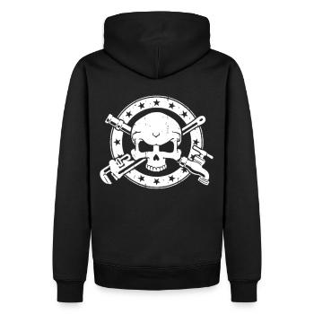 Klempner - Gas, Wasser, ***e - Skull Beruf - Männer Premium Bio Hoodie - Schwarz - Hinten - Nico (187cm)