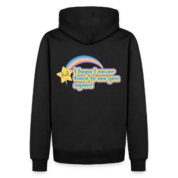 Freches Abschieds-T-Shirt: Heller Abschied - Männer Premium Bio Hoodie - Schwarz - Hinten - Nico (187cm)