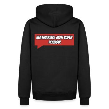 Beatmaking Mon super pouvoir - Sweat à capuche Premium bio Homme - noir - Dos - Nico (187cm)