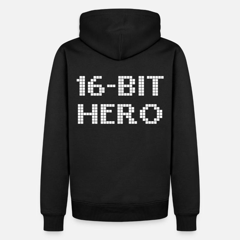 16-Bit Hero - weiß - Männer Premium Bio Hoodie - Schwarz