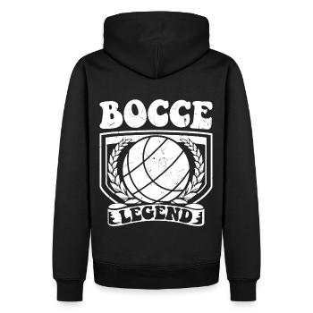 La légende de la pétanque dit la balle de pétanque avec Jack Bocci - Sweat à capuche Premium bio Homme - noir - Dos - Nico (187cm)