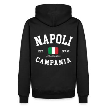 Naples Campanie Italia Drapeau Italie Naples - Sweat à capuche Premium bio Homme - noir - Dos - Nico (187cm)