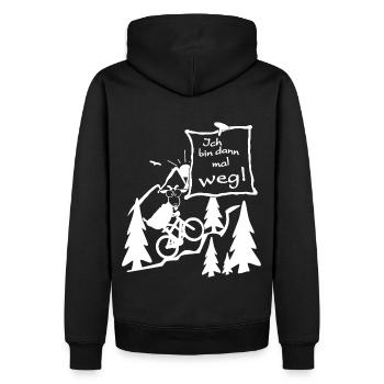 bin weg MTB fahren - Fahrradtour - Männer Premium Bio Hoodie - Schwarz - Hinten - Nico (187cm)
