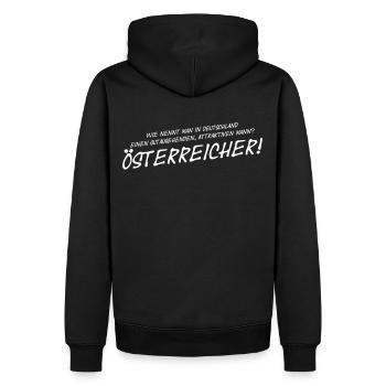 wie nennt man in Deutschland einen schönen Mann? - Männer Premium Bio Hoodie - Schwarz - Hinten - Nico (187cm)