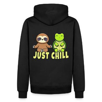 Juste chill tortue et paresseux détendu - Sweat à capuche Premium bio Homme - noir - Dos - Nico (187cm)