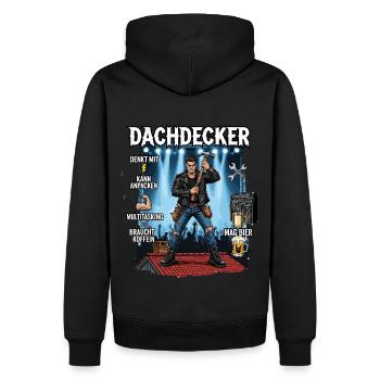 The roofer - Men’s Premium Organic Hoodie - black - Back - Nico (187cm)