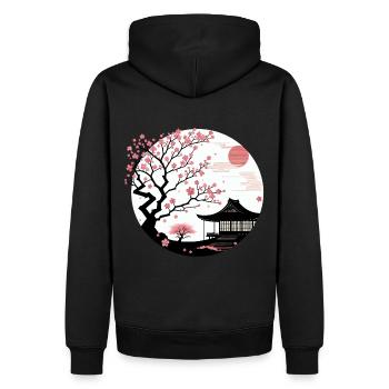 Japan Cherry Blossom - Men’s Premium Organic Hoodie - black - Back - Nico (187cm)