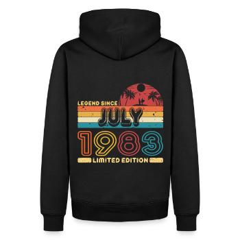 Geburtstag 1983 Juli Retro Legend Since Palme - Männer Premium Bio Hoodie - Schwarz - Hinten - Nico (187cm)