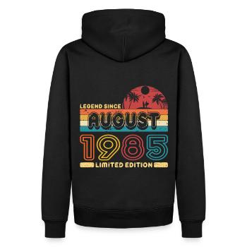 Birthday 1985 August Retro Legend Since Palme - Men’s Premium Organic Hoodie - black - Back - Nico (187cm)