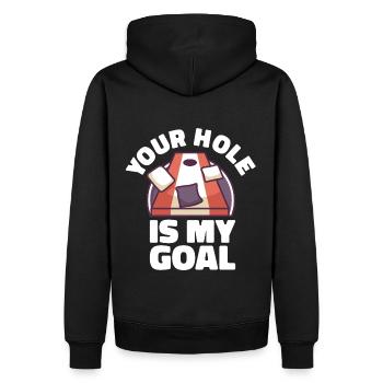 Votre trou est mon objectif Cornhole Sacs de trou de maïs - Sweat à capuche Premium bio Homme - noir - Dos - Nico (187cm)