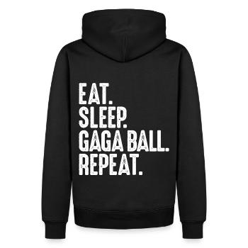 Manger. Dormir. Bal de Gaga. Répéter. Ballon chasseur Gagaball - Sweat à capuche Premium bio Homme - noir - Dos - Nico (187cm)