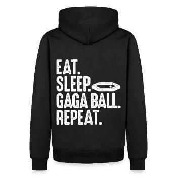 Manger. Dormir. Bal de Gaga. Répéter. Ballon chasseur Gagaball - Sweat à capuche Premium bio Homme - noir - Dos - Nico (187cm)