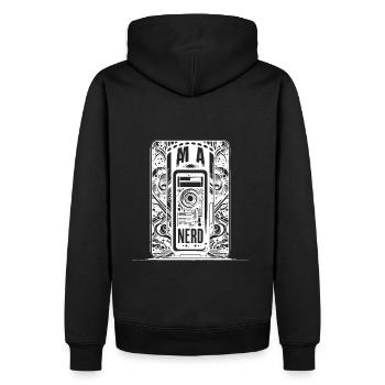 Nerd-Stolz weiss - Männer Premium Bio Hoodie - Schwarz - Hinten - Nico (187cm)