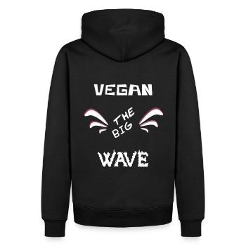 Vegan la grande vague - Sweat à capuche Premium bio Homme - noir - Dos - Nico (187cm)