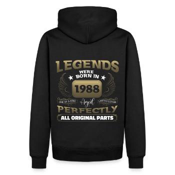 Légende 1988 Cadeau d’anniversaire Mesdames et Messieurs - Sweat à capuche Premium bio Homme - noir - Dos - Nico (187cm)