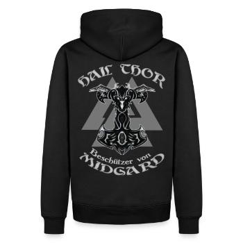 HAIL THOR - Männer Premium Bio Hoodie - Schwarz - Hinten - Nico (187cm)