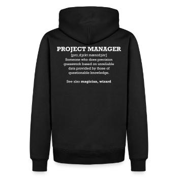 Chef de projet - assistant - Sweat à capuche Premium bio Homme - noir - Dos - Nico (187cm)
