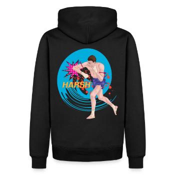 Karate Jiu-Jitsu Taekwondo Kickboxing Muay Thai - Men’s Premium Organic Hoodie - black - Back - Nico (187cm)