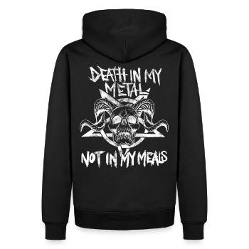 Metalhead végétalien. La mort dans le métal, pas dans mes repas - Sweat à capuche Premium bio Homme - noir - Dos - Nico (187cm)