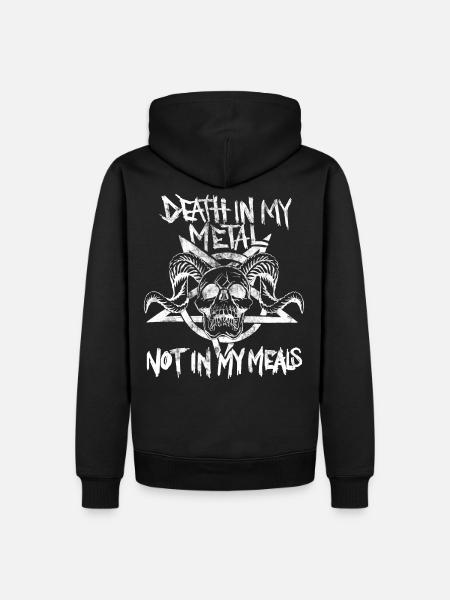 Vegan Metalhead. Death in metal, not in my meals - Männer Premium Bio Hoodie - Schwarz