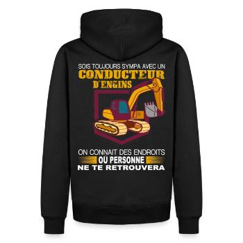 Gin-Shirt-Fahrer - Männer Premium Bio Hoodie - Schwarz - Hinten - Nico (187cm)
