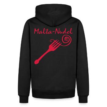 Malta Nudel - Männer Premium Bio Hoodie - Schwarz - Hinten - Nico (187cm)