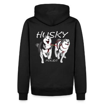 Husky Power, dog - Men’s Premium Organic Hoodie - black - Back - Nico (187cm)