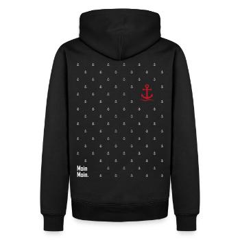 Maritimer Anker - Meer - Sommer - Moin Moin -Shirt - Männer Premium Bio Hoodie - Schwarz - Hinten - Nico (187cm)