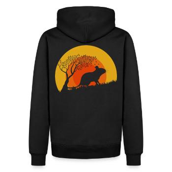 Degu Sunset | Gift for Deguhalter | DEGUS - Men’s Premium Organic Hoodie - black - Back - Nico (187cm)