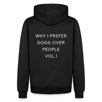 POURQUOI JE PREFERE LES CHIENS SUR LES PERSONNES VOL.1 - Sweat à capuche Premium bio Homme - noir - Dos - Nico (187cm)