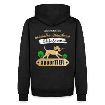 Ich habe ein apporTIER - Männer Premium Bio Hoodie - Schwarz - Hinten - Nico (187cm)