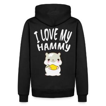 I Love My Hammy | Geschenk für Hamsterhalter - Männer Premium Bio Hoodie - Schwarz - Hinten - Nico (187cm)